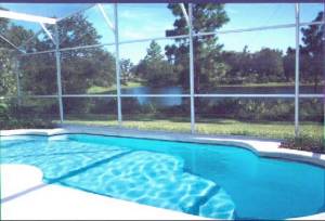 Pool overlooking lake