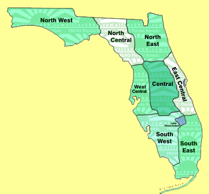 Florida map showing regions