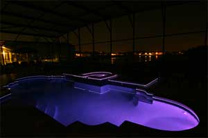Pool at night Blue