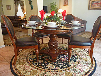 Dining area with Key West style furniture