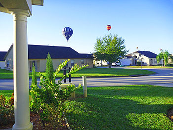 Hot air balloons passing our villa