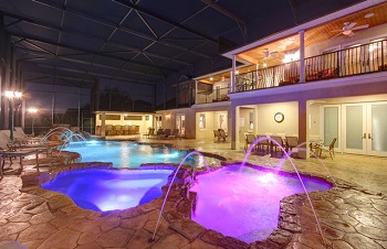 Pool and Deck Area at Night