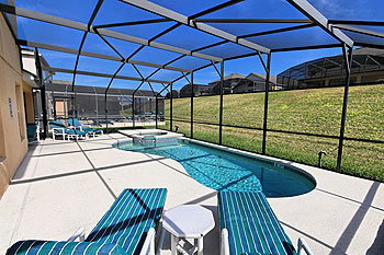 South facing pool deck with spa