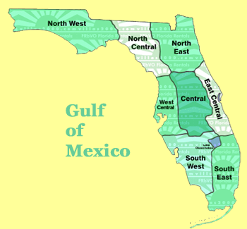 Florida map showing regions